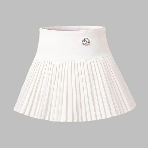NAISIBABY Girls Pleated Skirt, Solid High Waist A-line Athletic School Uniform Skirt White 3T