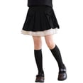 thumbnail image 1 of NAISIBABY Girls Pleated Skirts, High Waist Lace Ruffles A-Line Casual School Uniform Skirts Black Size 9T, 1 of 5