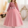 thumbnail image 1 of NAISIBABY Girls Princess Dress 10T, Sequin Elegant Long Sleeve Mesh Long Length Birthday Wedding Pageant Party Dress Pink(7-15T), 1 of 5