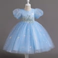thumbnail image 1 of NAISIBABY Girls Princess Dress(4-13T), Embroidered Sequin Tutu Formal Puff Sleeve Wedding Party Pageant Floral Dress Blue 10T, 1 of 6