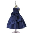 thumbnail image 1 of NAISIBABY Girls Princess Dress, Bow Satin Elegant Wedding Birthday Dress Sleeveless Prom Maxi Dress Dark Blue 130, 1 of 4