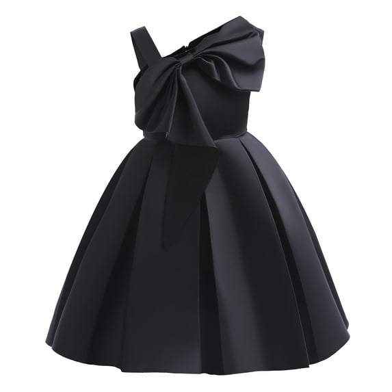 NAISIBABY Girls Princess Dress, Bow Satin Sleeveless Elegant Wedding Birthday Dress Prom Maxi Dress Black 8T