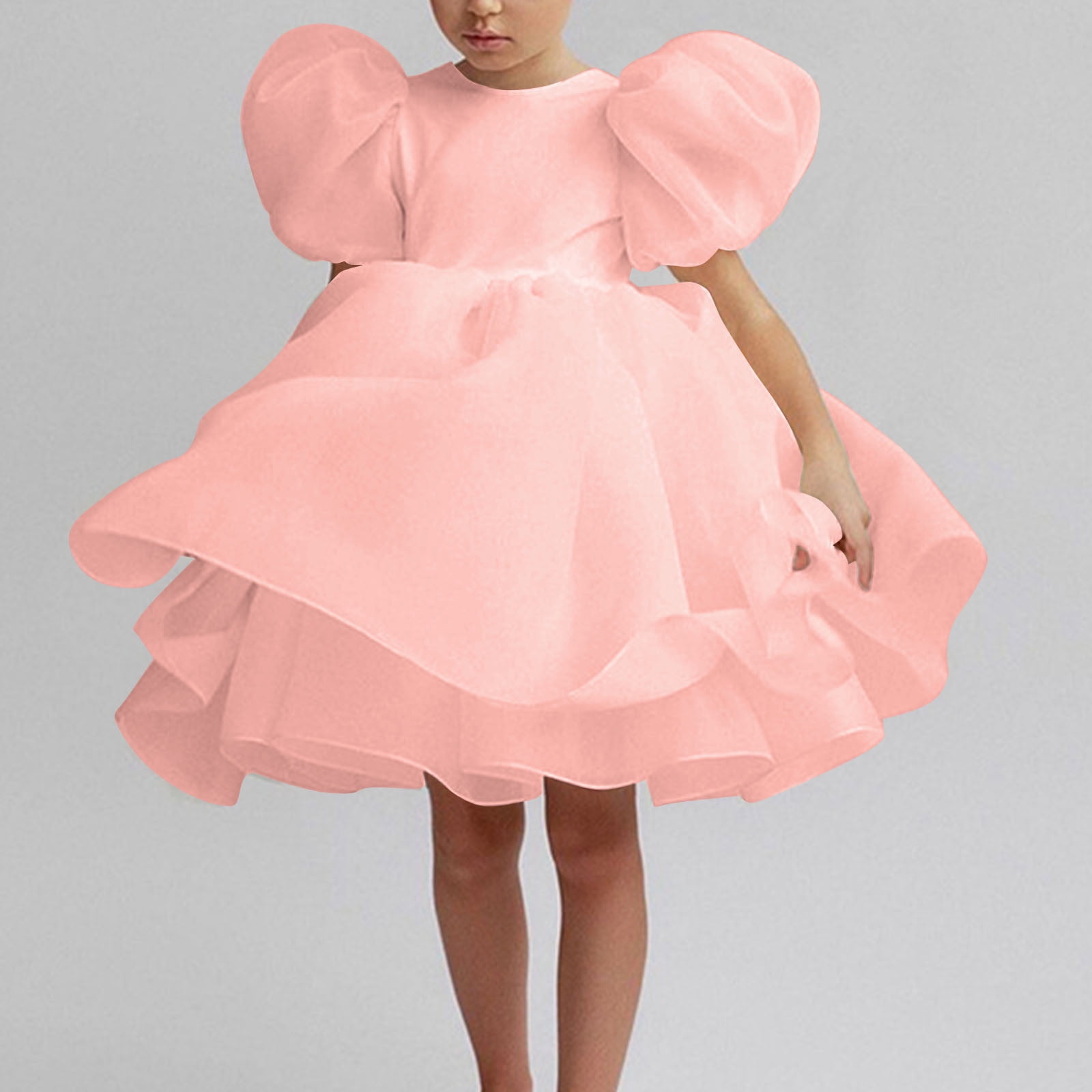 NAISIBABY Girls Princess Dress, Bubble Sleeve Cute Wedding Party Dress