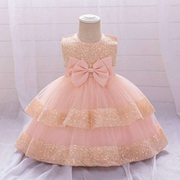 NAISIBABY Girls Princess Dress, Glitter Sequin Tutu Mesh Sleeveless Birthday Wedding Party Pageant Dress Pink 2T