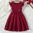 thumbnail image 1 of NAISIBABY Girls Princess Dress, Lace Mesh Bow Ruffle Sleeve Party Pageant Dress Wine 5-6T, 1 of 9