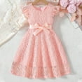 thumbnail image 1 of NAISIBABY Girls Princess Dress, Lace Mesh Ruffle Sleeve Bow Party Pageant Dress Pink 3-4T, 1 of 9