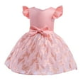 thumbnail image 1 of NAISIBABY Girls Princess Dress, Ruffled Sleeve Floral Embroidery Mesh Kids Prom Maxi Dress Pink 2T, 1 of 4