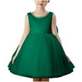 thumbnail image 1 of NAISIBABY Girls Princess Dress, Sleeveless Back Zipper Bowknot Tutu Mesh Birthday Wedding Party Pageant Dress Green 5T, 1 of 4