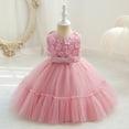 thumbnail image 1 of NAISIBABY Girls Princess Dress, Sleeveless Floral Bow Sequin Mesh Wedding Birthday Party Dress Pink 1-2T, 1 of 9
