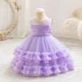 thumbnail image 1 of NAISIBABY Girls Princess Dress, Sleeveless Floral Bow Sequin Mesh Wedding Birthday Party Dress Purple 18M, 1 of 5