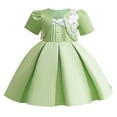 thumbnail image 1 of NAISIBABY Girls Princess Dress, Sleeveless Pleated Dress Formal Pageant Dress Bow Satin with Cardigan 2 Piece Set Green 9T, 1 of 4