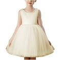 thumbnail image 1 of NAISIBABY Girls Princess Dress, Sleeveless Tutu Mesh Back Zipper Bowknot Birthday Wedding Party Pageant Dress Beige 4T, 1 of 4