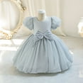 thumbnail image 1 of NAISIBABY Girls Princess Dress, Wedding Birthday Pageant Dress Cute Bow Bubble Sleeve Prom Maxi Dress White 18M, 1 of 7