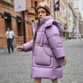 thumbnail image 1 of NAISIBABY Girls Puffer Coat, Windproof Hooded with Pockets Full Zip Up Winter Thicken Warm Snow Quilted Outerwear Purple 7T, 1 of 8