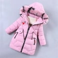 thumbnail image 1 of NAISIBABY Girls Puffer Jacket, Fashion Hooded Mid-Length Thicken Warm Winter Clothes Quilted Coat Pink 12-13T, 1 of 3