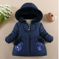 thumbnail image 1 of NAISIBABY Girls Puffer Jacket, Mid-Length Solid Color Zip Up Kids Winter Hooded Coat Dark Blue 9-12Months, 1 of 4