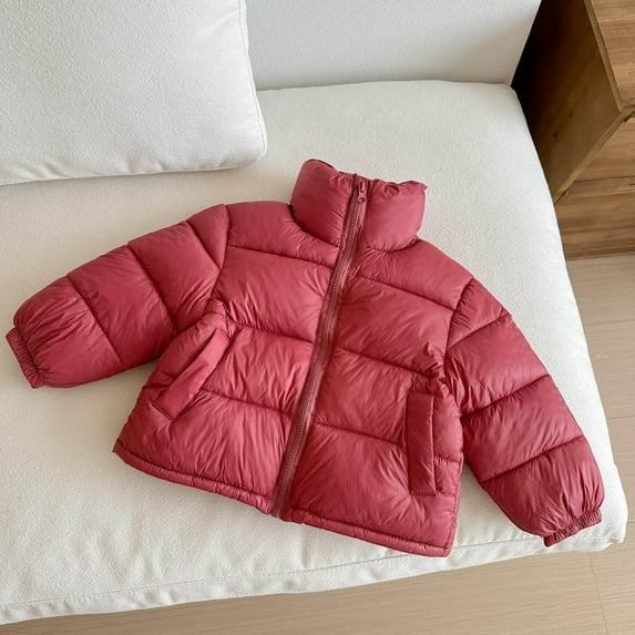 NAISIBABY Girls Puffer Jacket, Soft Lightweight Windproof Stand Collar Zip-Up Warm Thicken Padded Coat Hot Pink 9T