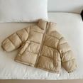 thumbnail image 1 of NAISIBABY Girls Puffer Jacket, Soft Lightweight Windproof Stand Collar Zip-Up Warm Thicken Padded Coat Khaki 7T, 1 of 3