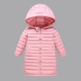 thumbnail image 1 of NAISIBABY Girls Puffer Jacket with Hooded, Solid Lightweight Zipper Warm Thicken Winter Knee-Length Parka Coat Pink 7-8T, 1 of 9