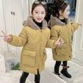 thumbnail image 1 of NAISIBABY Girls Puffer Jackets, Solid Color Keep Warm Fuzzy Cozy Hooded Winter Outwear Yellow 10-11T, 1 of 7