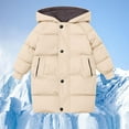 thumbnail image 1 of NAISIBABY Girls Puffer Parka Jacket, Warm with Pockets Windproof Hooded Zipper Buttons Winter Knee-Length Padded Coat Beige 5T, 1 of 9
