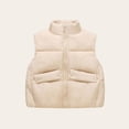 thumbnail image 1 of NAISIBABY Girls Puffer Vest, Sleeveless Collar Windproof Zipper with Pockets Fall Winter Thermal Coat Beige 9T, 1 of 4