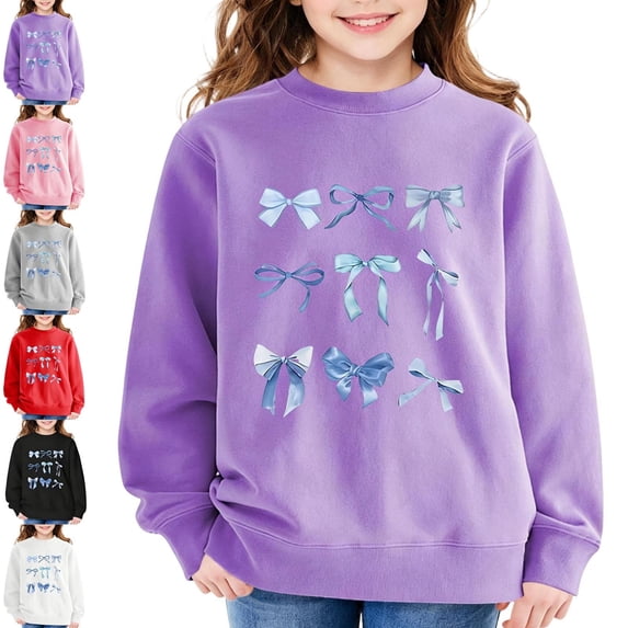NAISIBABY Girls Pullover Sweatshirt, Round Neck Fleece-lined Thickened Long-sleeve Sweatshirts Pink Size 3T