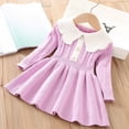 thumbnail image 1 of NAISIBABY Girls Ribbed Dresses, Cute Lapel Long Sleeve Soft Knit Fall Winter Princess Midi Dresses Pink 6T, 1 of 3