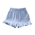 thumbnail image 1 of NAISIBABY Girls Ruffled Shorts, Elastic Waist with Pockets Lightweight Summer Cute Casual Active Shorts Blue Size 6-7, 1 of 5