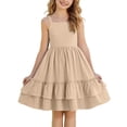 thumbnail image 1 of NAISIBABY Girls Ruffles Dress, Spaghetti Strap Swing Cute Tiered Summer Flowy Praty Princess Dress Khaki Size 10, 1 of 8