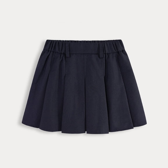 NAISIBABY Girls School Uniform Skirt, Elastic Waist with Shorts Liner A-Line Pleated Mini Skirt Navy 12T