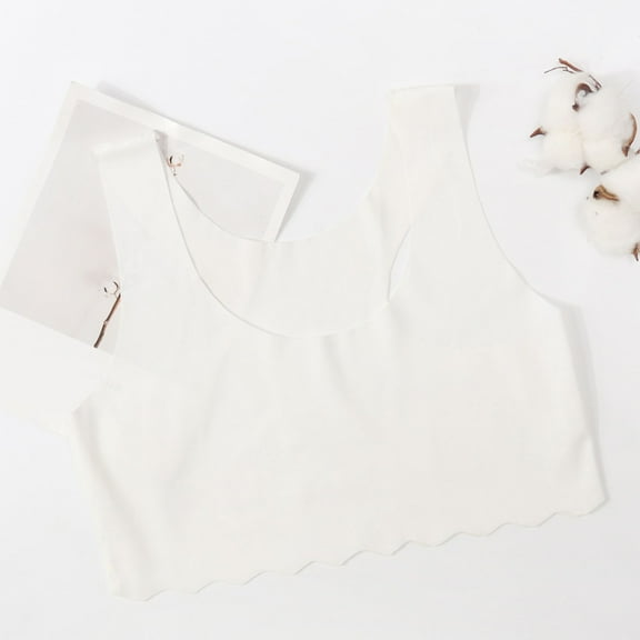 NAISIBABY Girls Seamless Bras, Strech Comfortable Training Camisole Bralette for Teens White 14-16T（L)