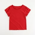 thumbnail image 1 of NAISIBABY Girls Short Sleeve T-Shirt, Crew Neck Solid Cotton Summer Daily Soft Tee Red 4-5T, 1 of 9