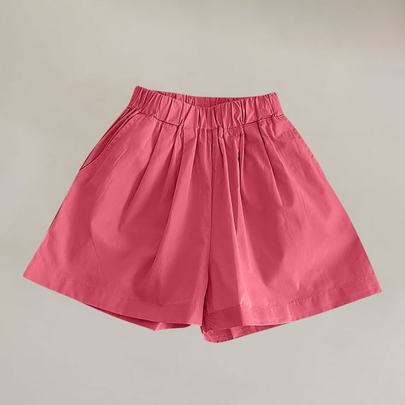 NAISIBABY Girls Shorts, Wide Leg Elastic Waist Loose Pleated Summer Causal Shorts Watermelon Red 3T