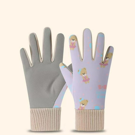 NAISIBABY Girls Snow Gloves (3-12T), Thermal Waterpoof Stretchy Kids Winter Outdoor Ski Cycling Gloves Purple