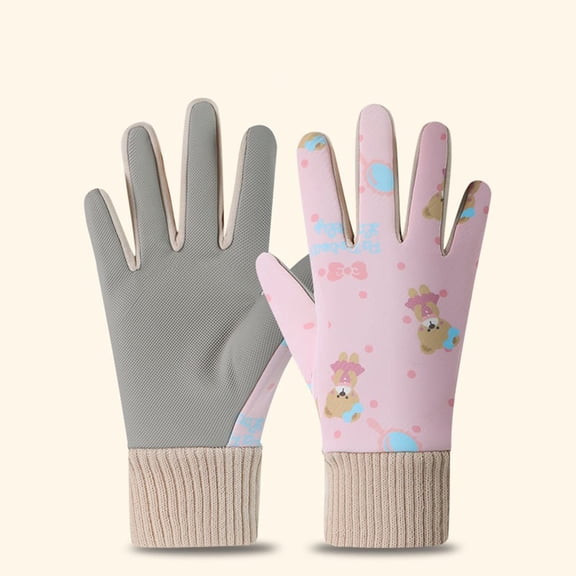 NAISIBABY Girls Snow Gloves, Waterpoof Stretchy Thermal Kids Winter Outdoor Ski Cycling Gloves Pink 3-6T