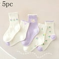 thumbnail image 1 of NAISIBABY Girls Socks 5 Pairs, Mid Cut Cotton Stretch Cute Fashion Kids Non Slip Breathable Socks Purple 9T, 1 of 9