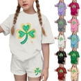 thumbnail image 1 of NAISIBABY Girls St Patrick's Day Outfit Set (4-15T), Graphic Short Sleeve T-Shirt and Shorts 2-Piece Casual Fashion Festival Clothes, 1 of 7