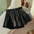 thumbnail image 1 of NAISIBABY Girls Summer Shorts, Loose Solid Color Lovely Ruffled Elastic Waist Cotton Casual Shorts Black 6-7T, 1 of 4