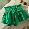 thumbnail image 1 of NAISIBABY Girls Summer Shorts, Lovely Ruffled Elastic Waist Loose Solid Color Cotton Casual Shorts Green 6-7T, 1 of 6