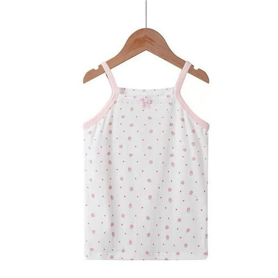 NAISIBABY Girls Summer Sleeveless Vest, Cute Printed Casual Daily Cotton Tank Top White 2 T