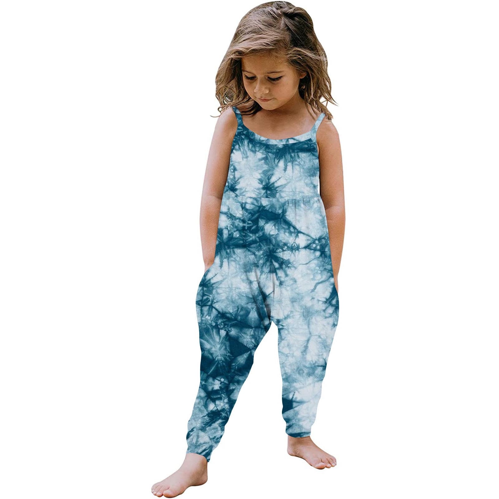 Natilene Girls Printed Off-Shoulder Basic Jumpsuit With Ruffles