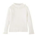 thumbnail image 1 of NAISIBABY Girls Sweater, Long Sleeve Pearls Crewneck Pullover Ruffles Fall Winter Dressy Knitted Tops White 6T, 1 of 2