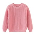 thumbnail image 1 of NAISIBABY Girls Sweater, Round Neck Solid Color Long Sleeve Simple Basic Cotton Sweater Pink 18-24Months, 1 of 6