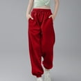 thumbnail image 1 of NAISIBABY Girls Sweatpants, Elastic Waist Solid Color Active Fit Casual Jogging Pants Red 7-8T, 1 of 6