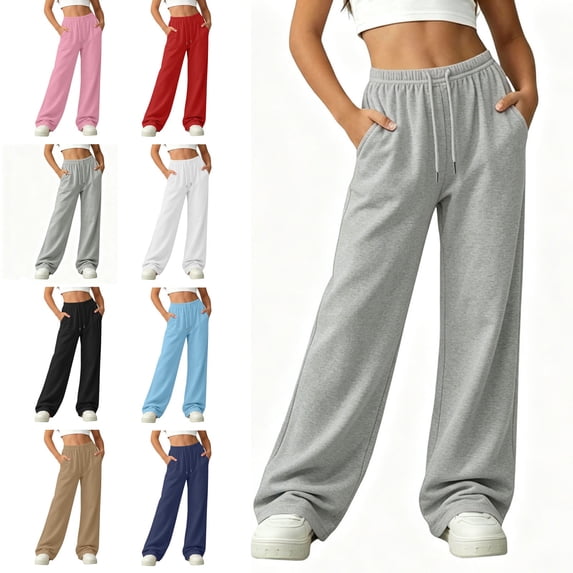 NAISIBABY Girls Sweatpants Size 10-12– High Waisted Loose Lightweight Comfortable Baggy Pants Sweat Pants Gray
