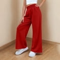 thumbnail image 1 of NAISIBABY Girls Sweatpants, Solid Color Elastic Waist Wide Leg Kids Causal Active Pants Red 11-12T, 1 of 1