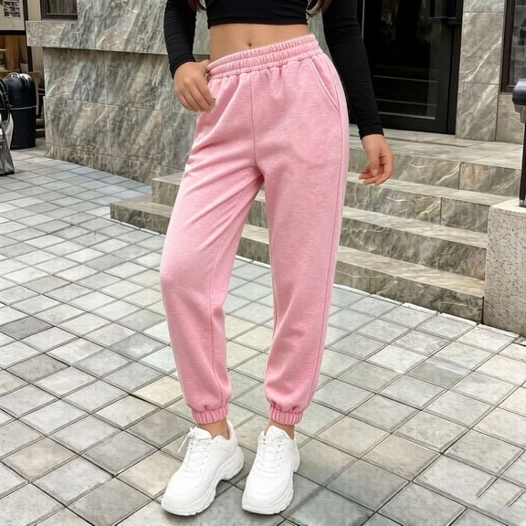 NAISIBABY Girls Sweatpants with Pockets Elastic Waist Cofortable Slim Causal Joggers Pink Size 3 T