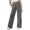 thumbnail image 1 of NAISIBABY Girls Sweatpants with Pockets Size 10, Drawstring Casual Baggy Wide Leg Fashion Jogger Pants Gray (4-15T), 1 of 7