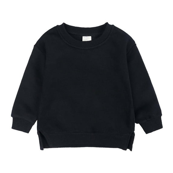 NAISIBABY Girls Sweatshirt, Casual Long Sleeve Solid Pullover Fleece Top Black 4-5T
